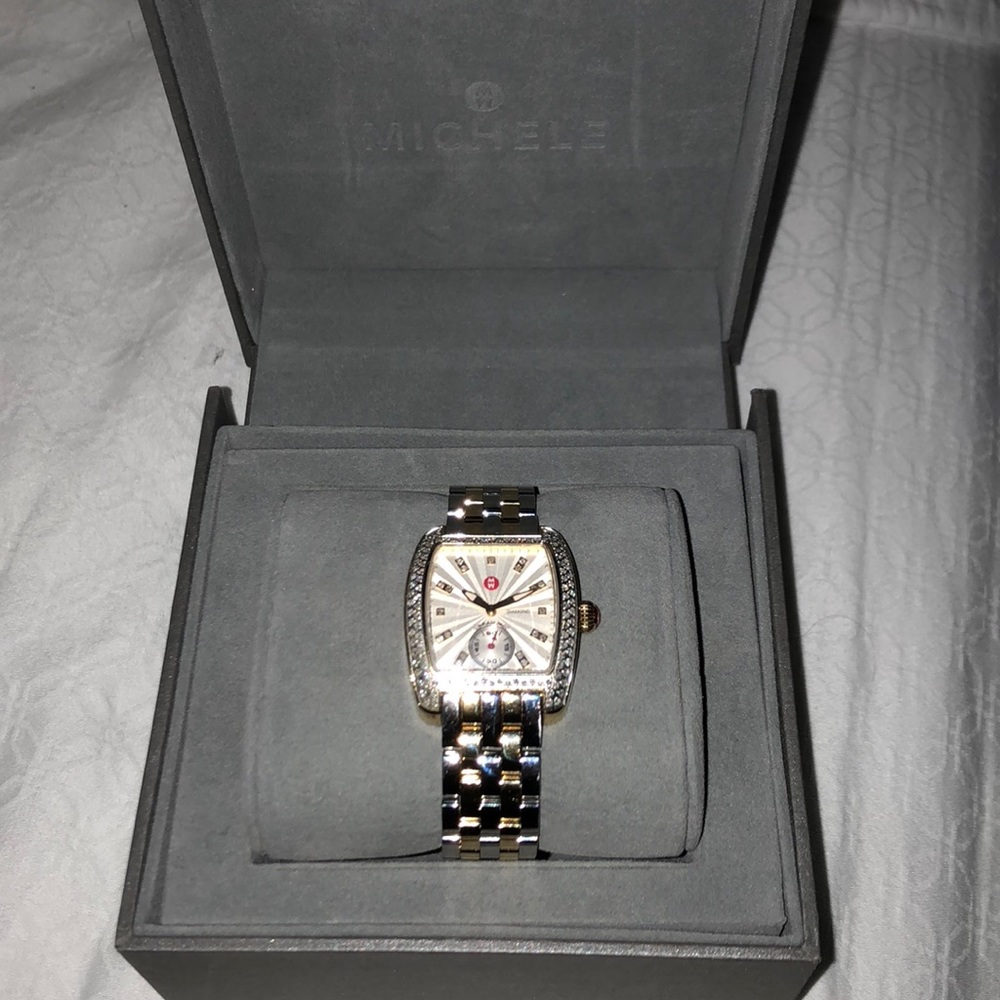 Michele Two-Tone Urban Mini Diamond Watch